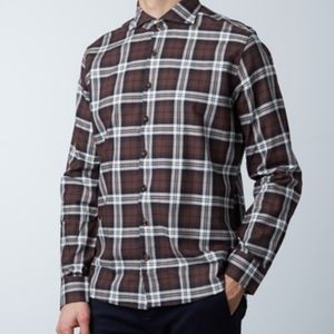 Singer and Sargent Men's Brown Plaid Long sleeve Casual Button Down XL EUC #